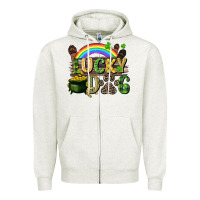Oatmeal Heather Lucky dog St. Patrick's Day Zipper Hoodie - CowGirlArtShop