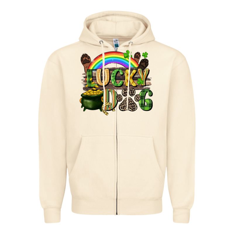 Lucky Dog St. Patrick's Day Zipper Hoodie by CowGirlArtShop | Teevron