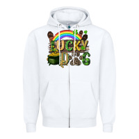 White Lucky dog St. Patrick's Day Zipper Hoodie - CowGirlArtShop