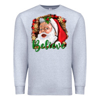Heather Grey Believe And Santa Premium Sweatshirt - BundleAndBundleShop