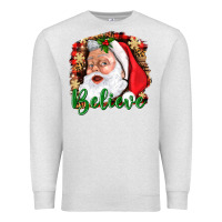 Oatmeal Heather Believe And Santa Premium Sweatshirt - BundleAndBundleShop