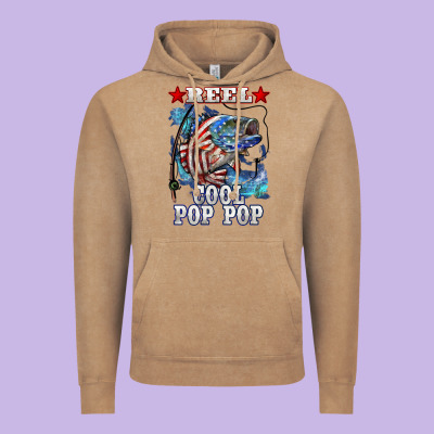 Reel Cool Pop Pop American Flag Bass Vintage Hoodie Designed By Lillyallendesigns