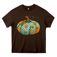 Chocolate Brown blue plaid autumn pumpkin Heavy Core Tee - Jasminsmagicworld