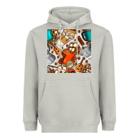 Moon Dust camping coffee cups marshmallow and moka pot with leopard seamless pat Heavyweight Hoodie - BundleAndBundleShop