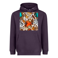 Plum camping coffee cups marshmallow and moka pot with leopard seamless pat Heavyweight Hoodie - BundleAndBundleShop