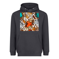 Smoke camping coffee cups marshmallow and moka pot with leopard seamless pat Heavyweight Hoodie - BundleAndBundleShop