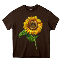 Chocolate Brown mammoth sunflower Heavy Core Tee - LillyAllenDesigns
