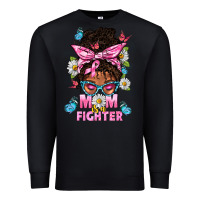 Black Mom Is A Fighter And Afro Messy Bun Mom Premium Sweatshirt - BundleAndBundleShop
