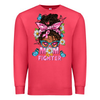 Cardinal Mom Is A Fighter And Afro Messy Bun Mom Premium Sweatshirt - BundleAndBundleShop
