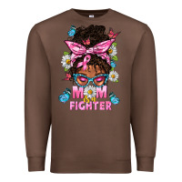 Chestnut Mom Is A Fighter And Afro Messy Bun Mom Premium Sweatshirt - BundleAndBundleShop