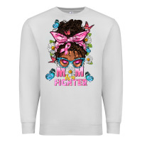 Dove Grey Mom Is A Fighter And Afro Messy Bun Mom Premium Sweatshirt - BundleAndBundleShop