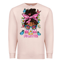 Pale Pink Mom Is A Fighter And Afro Messy Bun Mom Premium Sweatshirt - BundleAndBundleShop