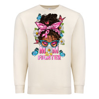 Sandshell Mom Is A Fighter And Afro Messy Bun Mom Premium Sweatshirt - BundleAndBundleShop