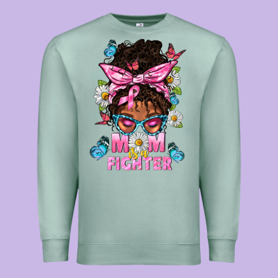 Mom Is A Fighter And Afro Messy Bun Mom Premium Sweatshirt Designed By Bundleandbundleshop
