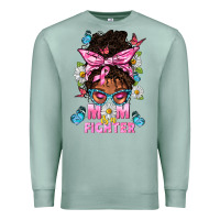 Seafoam Mom Is A Fighter And Afro Messy Bun Mom Premium Sweatshirt - BundleAndBundleShop