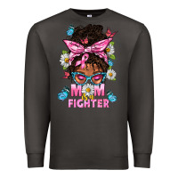 Smoke Mom Is A Fighter And Afro Messy Bun Mom Premium Sweatshirt - BundleAndBundleShop