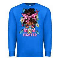 True Royal Mom Is A Fighter And Afro Messy Bun Mom Premium Sweatshirt - BundleAndBundleShop