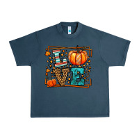 Midnight Navy Fall Autumn Leopard Love Pumpkin Urban Heavy Tee - LillyAllenDesigns