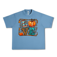 Pebble Blue Fall Autumn Leopard Love Pumpkin Urban Heavy Tee - LillyAllenDesigns