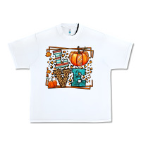 White Fall Autumn Leopard Love Pumpkin Urban Heavy Tee - LillyAllenDesigns