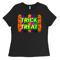 Black trick or treat brushstroke Ladies Tee - Jasminsmagicworld