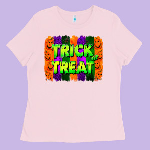 Trick Or Treat Brushstroke Ladies Tee Designed By Jasminsmagicworld