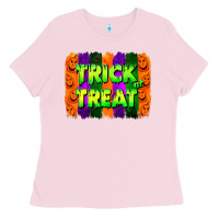 Bubblegum Pink trick or treat brushstroke Ladies Tee - Jasminsmagicworld
