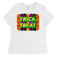 White trick or treat brushstroke Ladies Tee - Jasminsmagicworld