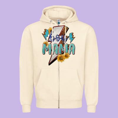 Boy Mama Lightning Bold Mother's Day Zipper Hoodie Designed By Howdyjamesfarm
