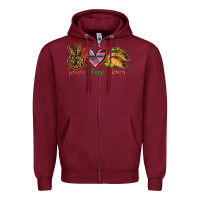 Burgundy Peace love tacos Mexico Zipper Hoodie - HowdyJamesFarm