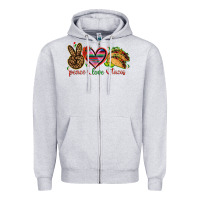 Heather Grey Peace love tacos Mexico Zipper Hoodie - HowdyJamesFarm