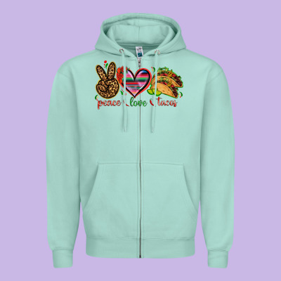 Peace Love Tacos Mexico Zipper Hoodie Designed By Howdyjamesfarm