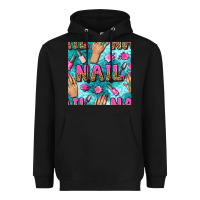 Black nail art hands and polish with turquoise leopard and glitter seamless  Heavyweight Hoodie - BundleAndBundleShop