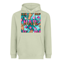 Matcha nail art hands and polish with turquoise leopard and glitter seamless  Heavyweight Hoodie - BundleAndBundleShop