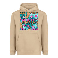Mushroom nail art hands and polish with turquoise leopard and glitter seamless  Heavyweight Hoodie - BundleAndBundleShop