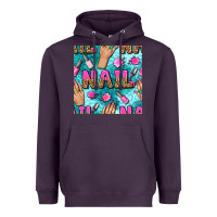 Plum nail art hands and polish with turquoise leopard and glitter seamless  Heavyweight Hoodie - BundleAndBundleShop