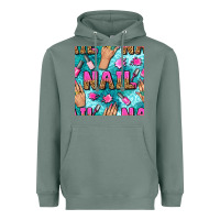 Sage nail art hands and polish with turquoise leopard and glitter seamless  Heavyweight Hoodie - BundleAndBundleShop