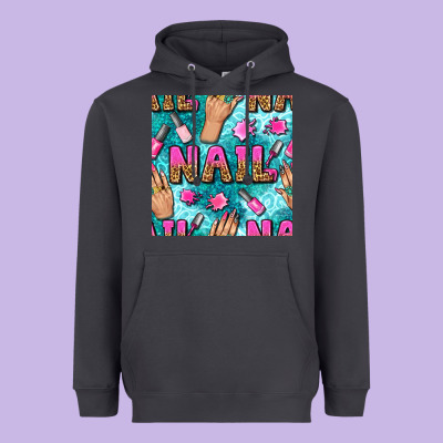 Nail Art Hands And Polish With Turquoise Leopard And Glitter Seamless  Heavyweight Hoodie Designed By Bundleandbundleshop