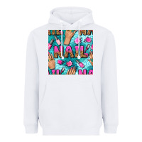 White nail art hands and polish with turquoise leopard and glitter seamless  Heavyweight Hoodie - BundleAndBundleShop
