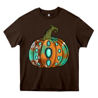 Chocolate Brown western cowhide turquoise pumpkin Heavy Core Tee - Jasminsmagicworld