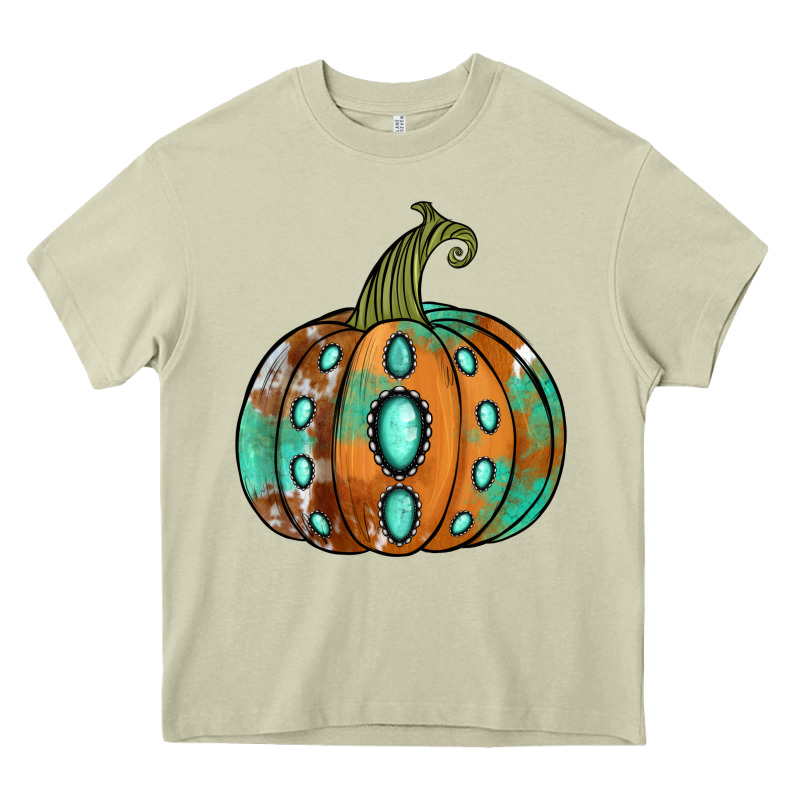 Western Cowhide Turquoise Pumpkin Heavy Core Tee by Jasminsmagicworld | Teevron