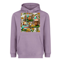 Lavender cow coffee cups and farm with leopard seamless pattern bbs Heavyweight Hoodie - BundleAndBundleShop
