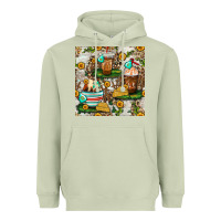 Matcha cow coffee cups and farm with leopard seamless pattern bbs Heavyweight Hoodie - BundleAndBundleShop