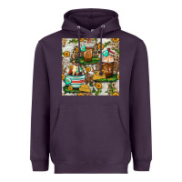 Plum cow coffee cups and farm with leopard seamless pattern bbs Heavyweight Hoodie - BundleAndBundleShop