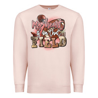 Pale Pink my heart is on that field Premium Sweatshirt - FaDigitalArtStudio