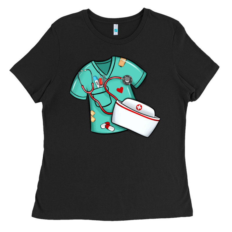 Custom Name Nurse Scrubs   Font Easter Risen Ladies Tee by MaliasSmallBusiness | Teevron