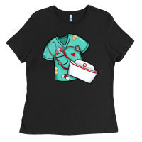 Black custom name nurse scrubs   font easter risen Ladies Tee - MaliasSmallBusiness