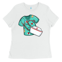 White custom name nurse scrubs   font easter risen Ladies Tee - MaliasSmallBusiness