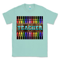 Seafoam Teacher Crayons Tumbler Classic Tee - LillyAllenDesigns