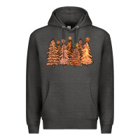 Charcoal Heather melanin christmas trees with lights Premium Hoodie - FaDigitalArtStudio